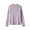 ¡Estilo básico clásico! Suéter de punto sin costuras de una sola pieza para mujer, 30% cachemir 70% lana, cuello semialto, jersey de otoño e invierno