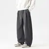 Calça reta larga masculina casual para outono e inverno, corte solto, tamanho grande, calça esportiva lisa da moda