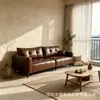 Sofá de couro resistente a arranhões de gato, sofá para sala de estar, sofá com pernas altas, estilo vintage, acabamento em óleo e cera, adequado para apartamentos pequenos, imóveis para aluguel e pousadas