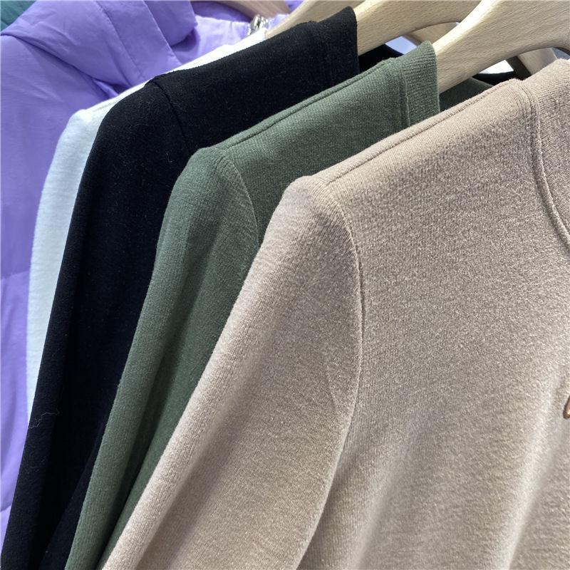 双面德绒字母刺绣长袖T恤女春季新款圆领加绒加厚内搭打底衫上衣