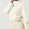 Ropa Deportiva de Otoño e Invierno de Terciopelo Austriaco Transfronterizo para Mujer, Terciopelo Grueso, Cuello Alto, Cremallera, Cordón Ajustable, Top Holgado para Fitness, Sudadera