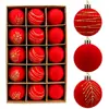 Juego de adornos para árbol de Navidad de bola flocado transfronterizo para decoración navideña, escaparate, bolas flocadas, bolas para árbol de Navidad 6 cm