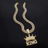 Collar de Diamantes de Aleación Corona Rey Hilera Sencilla Colgante de Diamantes para Hombres y Mujeres Estilo Hip-Hop Personalizado Joyería de Diamantes Completa al Por Mayor