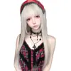 Xingcheng Peluca Femenina Cabello Largo Celebridad de Internet Moda Cabello Largo Liso Chica Blanca Dorada Grupo Lolita Dulce Diaria Peluca Completa