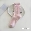 Calcetines con Lazo Serie Miu para Mujer de Algodón Absorbentes del Sudor Transpirables Elásticos de Media Pantorrilla Amigables con la Piel y Cómodos Calcetines de Rizo con Borde de Oreja