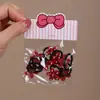 Nuevo Lindo Elástico para el Cabello Rojo de Estrella de Cinco Puntas para Niños con Puntos Blancos y Diseño de Esmalte en Forma de Corazón, Suave con el Cabello