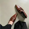 Primeiro Encontro Ji Estilo Europeu e Americano Bico Fino Baixo Couro Macio Mocassins para Mulheres Design Pregueado Slip-on Para Ir ao Trabalho Sapatos Femininos