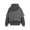 Ropa para Hombre Jia Yi Ku 2026 Estilo Páramo Sudadera con Capucha de Felpa Lavada con Escamas Falsas de Dos Piezas Estilo Callejero Americano Sudadera Desgastada