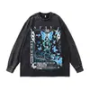 Sudadera Retro Europea y Americana de Algodón Puro de Peso Pesado con Cuello Redondo Cross-Border High Street Oversize Holgada Lavada Desgastada 280g Top