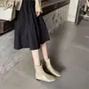 Botines gruesos de tacón alto estilo coreano para mujer, nuevos botines retro Martin de punta cuadrada para otoño e invierno 2026, botines elásticos de cuero suave, botines de ajuste ceñido