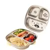 Prato Infantil Dividido de Aço Inoxidável 316 com Desenhos Animados, Design Aprofundado para Uso Doméstico, Prato para Comida Complementar de Bebê, Estilo com Ventosa, Louça Antiderrapante