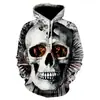 Nuevo Sudadera con Capucha Casual de Impresión Digital 3D de Calavera Tendencia Transfronteriza para Hombre