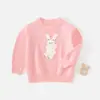Suéter de una capa de Pequeño Panda para niños, Camiseta cálida de algodón con cuello redondo de dibujos animados para otoño, Nuevo jersey de punto para niños