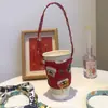 Funda para taza de té de leche portátil de dibujos animados de perro linda estilo Ins, bolsa de lona, funda aislante para taza de café anti-quemaduras al por mayor