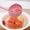 Cuchara coladora de paja de trigo para el hogar, cuchara de sopa de plástico resistente a altas temperaturas dos en uno con mango largo para beber sopa