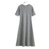 Vestido camiseta de manga curta estilo Hepburn, novo verão, cintura justa, elegante, estilo francês, saia de comprimento médio feminina, transfronteiriça