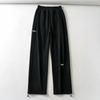 Pantalones de Tobillo con Cordón Ajustable Sueltos con Etiquetado de Letras Americanas Primavera y Otoño Grises Pantalones Deportivos para Mujer de Cintura Alta Casuales Rectos Modernos