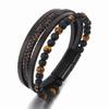 Pulsera de cuero multicapa tejida a mano con cuentas de ojo de tigre natural para hombre, gran oferta en Amazon, venta al por mayor