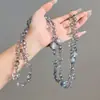 Pulseira de Miçangas Estilo Xiaohongshu com Laço de Flor Delicado, Miçangas com Franja Versáteis Personalizadas, Corrente de Celular de Alta Qualidade