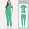 3XL Talla Grande Multicolor Alta Calidad Hospital Clínica Experimental Uniforme de Enfermera Ropa de Trabajo Ropa para Lavar a Mano Cuello en V Bolsillo con Solapa Pantalones Uniforme
