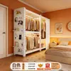Prateleira de porta de correr cabideiro para quarto de casa quarto de aluguel montagem simples nova combinação guarda-roupa de aço cabideiro