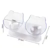 Cuenco Antideslizante Inclinado para Beber y Comer Gatos, Individual/Doble Cuenco, Cuenco con Orejas de Gato, Cuenco Grande para Agua, Cuenco con Patas Altas para Proteger la Columna Cervical, Doble Cuenco