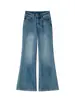 Pantalones acampanados de otoño elásticos en 4 direcciones 360, de cintura alta, adelgazantes, estilo vintage, versátiles, directo de fábrica, jeans ajustados al por mayor
