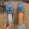 Sapatos Trançados Apontados de Novo Estilo Primavera 2026 com Decoração de Laço Mocassins Femininos Sapatos Planos Multicor para o Dia a Dia Fábrica