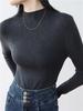 Otoño e Invierno Camiseta Base de Punto de Lana de Cuello Medio Alto Francés para Mujer Suéter Interior Elegante de Ajuste Ceñido de Alta Gama Top Suave y Ceroso