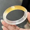 Pulsera de jade de dragón amarillo tipo hielo, pulsera de jadeíta amarillo miel, pulsera de jade amarillo mitad montaña, mitad agua, una pulsera de jade de color caramelo
