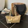 Bolsa de Playa Casual de Verano 2026 Bolso Tejido Bolso Cubo de Nicho de Verano Bolso de Mano para Vacaciones en la Costa Bolso de Hombro