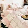 Funda de edredón de algodón puro Clase A, pieza única, lujo ligero, tacto de alta gama, funda de edredón 100% algodón, sábana bajera, juego de cama de cuatro piezas para dormitorio de estudiante 3