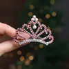 Corona Tiara Infantil Princesa Clip para Niña Pasador de Pelo Accesorios para el Cabello Pasador con Pedrería Corona de Cumpleaños para Niña