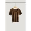 [Liquidação, Sem Devoluções] Camiseta Feminina de Manga Curta para o Verão, Ajuste Slim, Simples, Clássica, Versátil, Decote U, Blusa Feminina de Cor Sólida