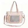 Bolsa transparente 2D estilo ins coreano para accesorios, bolso de hombro/cruzado de gran capacidad para mujer, mochila de color liso