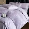 Conjunto de Roupa de Cama Quatro Peças de Algodão de Fibra Longa 60s Lavado, Toda em Algodão, Espessado, Escovado, Luxo Leve Classe A, Jacquard Bordado Tridimensional, Roupa de Cama 100% Algodão