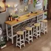 Conjunto de mesa e cadeiras de bar mesa de jantar comercial bar loja de chá com leite café mesa longa banqueta alta casa mesa estreita encostada na parede