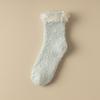 Calcetines de Suelo para el Hogar de Encaje con Forro de Polar, Lindos Calcetines de Coral Polar, Calcetines Gruesos para Mujer de Media Pantorrilla, Calcetines Cálidos para Dormir para Invierno