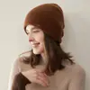 Gorro de Cachemira para Mujer 100% Cachemira Pura Versátil Casual Simple Moda Color Sólido Tejido Gorro Térmico