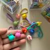 Elástico de Cabelo Estrela Coração Colorido Dopamine, Mesmo Estilo do Cordão de Cabelo Bola Redonda da Bai Lu, Elástico de Cabelo Doce para Meninas, Cordão de Cabelo do Instagram