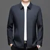 Chaqueta de Negocios para Hombre de Primavera y Otoño con Cuello Solapa y Cremallera, Adecuada para Hombres de Mediana Edad y Mayores, Ropa Casual para Hombre Fresca y Resistente a las Arrugas