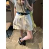 Falda Corta Floral de Cintura Alta Adelgazante Línea A Estilo Retro Americano Streetwear Ropa de Trabajo con Cinturón Mq1451