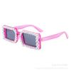 Óculos de Sol Vintage Transfronteiriços com Vidro Sintético da Moda e Incrustação de Diamante, Estilo Europeu e Americano Armação Quadrada Pequena Óculos de Sol para Fotografia de Rua para Miopia