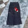 American Retro hiphop Nova Primavera Estilo Hip-hop Marca da moda Jeans Reto Solto Calças Cropped de Perna Larga Casual