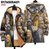 Chaqueta de Estilo Nuevo con Elementos de Patrón Multicolor Cremallera con Capucha Cárdigan Grueso de Invierno Forro Polar de Algodón Abrigo con Forro Amarillo