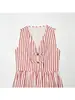 Blusas Marca Z Celeb da Internet Europeia e Americana Moda Transfronteiriça Fivela de Nó Feminina Popular Ins Listrado Listrado Vermelho Outros Estilos Za
