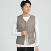 Colete de Algodão com Penas Outono e Inverno Masculino para Jovens Estudantes Quente Slim Fit Ombro Acolchoado Espessado para Meia-Idade e Idosos Colete Fino para Usar por Baixo