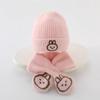 Conjunto de dos piezas de gorro y bufanda para bebé, de otoño e invierno, de lana de oso para niño y niña, de algodón cálido de punto.