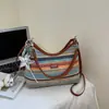 Nuevo Bolso Pequeño Arcoíris de Verano 2026 para Mujer, Bolso Versátil de Moda Tipo Dumpling para el Trabajo, Bolso de Hombro Cruzado Tejido a la Moda