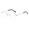 Óculos Meia-Armação Gatinho Estilo Old Money para Mulheres com Grau, Armação Oval de Metal Dourado de Alta Qualidade, Visual Natural, Bloqueio de Luz Azul